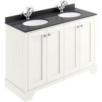 Bayswater Victrion Pointing White Traditional Freestanding Vanity Unit & Black Marble Top Basin - 1200mm