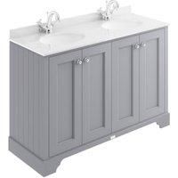 Bayswater Victrion Plummett Grey Traditional Freestanding Vanity Unit & White Marble Top Basin - 1200mm