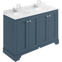 Bayswater Victrion Stiffkey Blue Traditional Freestanding Vanity Unit & White Marble Top Basin - 1200mm
