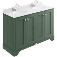 Bayswater Victrion Hunter Green Traditional Freestanding Vanity Unit & White Marble Top Basin - 1200mm