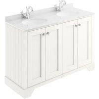 Bayswater Victrion Pointing White Traditional Freestanding Vanity Unit & White Marble Top Basin - 1200mm