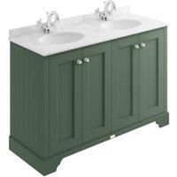 Bayswater Victrion Hunter Green Traditional Freestanding Vanity Unit & Grey Marble Top Basin - 1200mm