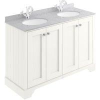 Bayswater Victrion Pointing White Traditional Freestanding Vanity Unit & Grey Marble Top Basin - 1200mm