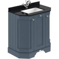 Bayswater Victrion Stiffkey Blue Angled Traditional Freestanding Vanity Unit & Black Marble Top Basin - 750mm