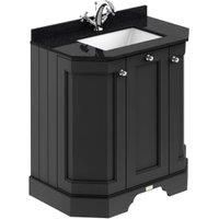 Bayswater Victrion Matt Black Angled Traditional Freestanding Vanity Unit & Black Marble Top Basin - 750mm