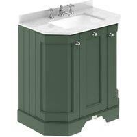 Bayswater Victrion Hunter Green Angled Traditional Freestanding Vanity Unit & White Marble Top Basin - 750mm