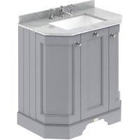 Bayswater Victrion Plummett Grey Angled Traditional Freestanding Vanity Unit & Grey Marble Top Basin - 750mm