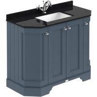 Bayswater Victrion Stiffkey Blue Angled Traditional Freestanding Vanity Unit & Black Marble Top Basin - 1000mm