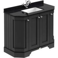 Bayswater Victrion Matt Black Angled Traditional Freestanding Vanity Unit & Black Marble Top Basin - 1000mm