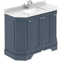 Bayswater Victrion Stiffkey Blue Angled Traditional Freestanding Vanity Unit & White Marble Top Basin - 1000mm