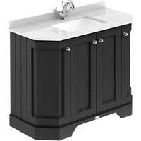 Bayswater Victrion Matt Black Angled Traditional Freestanding Vanity Unit & White Marble Top Basin - 1000mm