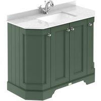 Bayswater Victrion Hunter Green Angled Traditional Freestanding Vanity Unit & White Marble Top Basin - 1000mm