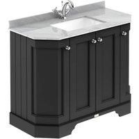 Bayswater Victrion Matt Black Angled Traditional Freestanding Vanity Unit & Grey Marble Top Basin - 1000mm
