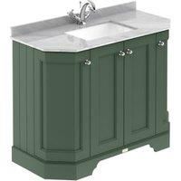 Bayswater Victrion Hunter Green Angled Traditional Freestanding Vanity Unit & Grey Marble Top Basin - 1000mm