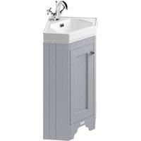 Bayswater Victrion Plummett Grey Corner Traditional Freestanding Vanity Unit & White Recessed Basin - 595mm