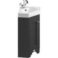 Bayswater Victrion Matt Black Corner Traditional Freestanding Vanity Unit & White Recessed Basin - 595mm