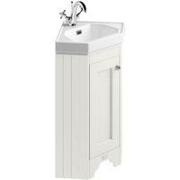 Bayswater Victrion Pointing White Corner Traditional Freestanding Vanity Unit & White Recessed Basin - 595mm
