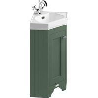 Bayswater Victrion Hunter Green Corner Traditional Freestanding Vanity Unit & White Recessed Basin - 595mm