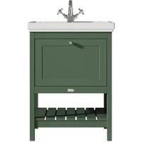 Bayswater Hartleigh Hunter Green Traditional Freestanding Vanity Unit & 1 Tap Hole Traditional Recessed Basin - 600mm