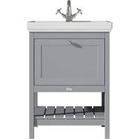 Bayswater Hartleigh Plummett Grey Traditional Freestanding Vanity Unit & 1 Tap Hole Traditional Recessed Basin - 600mm