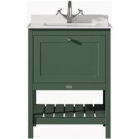 Bayswater Hartleigh Hunter Green Traditional Freestanding Vanity Unit & 1 Tap Hole White Marble Top Basin - 600mm