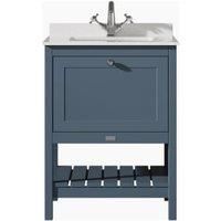 Bayswater Hartleigh Stiffkey Blue Traditional Freestanding Vanity Unit & 1 Tap Hole White Marble Top Basin - 600mm