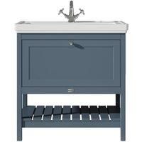 Bayswater Hartleigh Stiffkey Blue Traditional Freestanding Vanity Unit & 1 Tap Hole Traditional Recessed Basin - 800mm