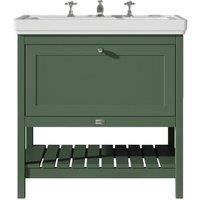 Bayswater Hartleigh Hunter Green Traditional Freestanding Vanity Unit & 3 Tap Hole Traditional Recessed Basin - 800mm