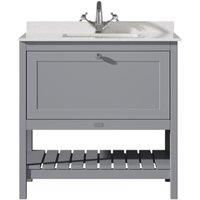Bayswater Hartleigh Plummett Grey Traditional Freestanding Vanity Unit & 1 Tap Hole White Marble Top Basin - 800mm