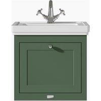Bayswater Hartleigh Hunter Green Traditional Wall HUng Vanity Unit & 1 Tap Hole White Recessed Basin - 500mm