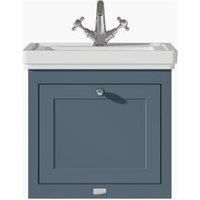 Bayswater Hartleigh Stiffkey Blue Traditional Wall HUng Vanity Unit & 1 Tap Hole White Recessed Basin - 500mm