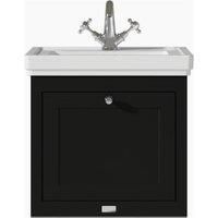 Bayswater Hartleigh Matt Black Traditional Wall HUng Vanity Unit & 1 Tap Hole White Recessed Basin - 500mm