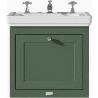 Bayswater Hartleigh Hunter Green Traditional Wall HUng Vanity Unit & 3 Tap Hole White Recessed Basin - 500mm