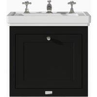 Bayswater Hartleigh Matt Black Traditional Wall HUng Vanity Unit & 3 Tap Hole White Recessed Basin - 500mm