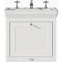 Bayswater Hartleigh Pointing White Traditional Wall HUng Vanity Unit & 3 Tap Hole White Recessed Basin - 500mm