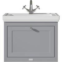 Bayswater Hartleigh Plummett Grey Traditional Wall Hung Vanity Unit & 1 Tap Hole Traditional Recessed Basin - 600mm