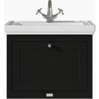 Bayswater Hartleigh Matt Black Traditional Wall Hung Vanity Unit & 1 Tap Hole Traditional Recessed Basin - 600mm