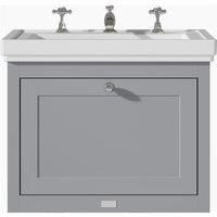 Bayswater Hartleigh Plummett Grey Traditional Wall Hung Vanity Unit & 3 Tap Hole Traditional Recessed Basin - 600mm