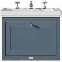 Bayswater Hartleigh Stiffkey Blue Traditional Wall Hung Vanity Unit & 3 Tap Hole Traditional Recessed Basin - 600mm