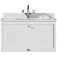 Bayswater Hartleigh Pointing White Traditional Wall Hung Vanity Unit & 1 Tap Hole White Marble Top Basin - 800mm