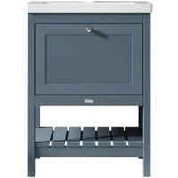 Bayswater Hartleigh Stiffkey Blue Traditional Freestanding Vanity Unit & 1 Tap Hole Modern Recessed Basin - 600mm