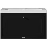 Bayswater Hartleigh Matt Black Traditional Wall Hung Vanity Unit & 1 Tap Hole Modern Recessed Basin - 800mm