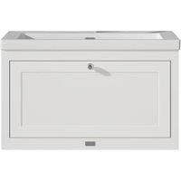 Bayswater Hartleigh Pointing White Traditional Wall Hung Vanity Unit & 1 Tap Hole Modern Recessed Basin - 800mm