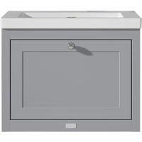 Bayswater Hartleigh Plummett Grey Traditional Wall Hung Vanity Unit & 1 Tap Hole Modern Recessed Basin - 600mm