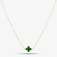 9ct Yellow Gold Green Malachite Clover Necklace 1.19.2240