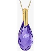 T.H.Baker Women's 9ct Yellow Gold Purple Crystal Dropper Necklace 1.68.7121 | Size: 18 inches