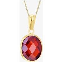 T.H.Baker Women's 9ct Yellow Gold Red Oval Crystal Necklace 1.68.7124 | Size: 18 inches