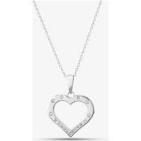 Silver Cubic Zirconia Open Heart Pendant Necklace SP06405A