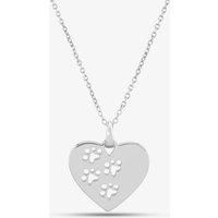 T.H.Baker Women's Silver Heart With Cut Out Paw Prints Pendant Necklace SP05946B | Size: Standard