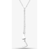Silver Two Plain Heart Chain Dropper Necklace NC01094A